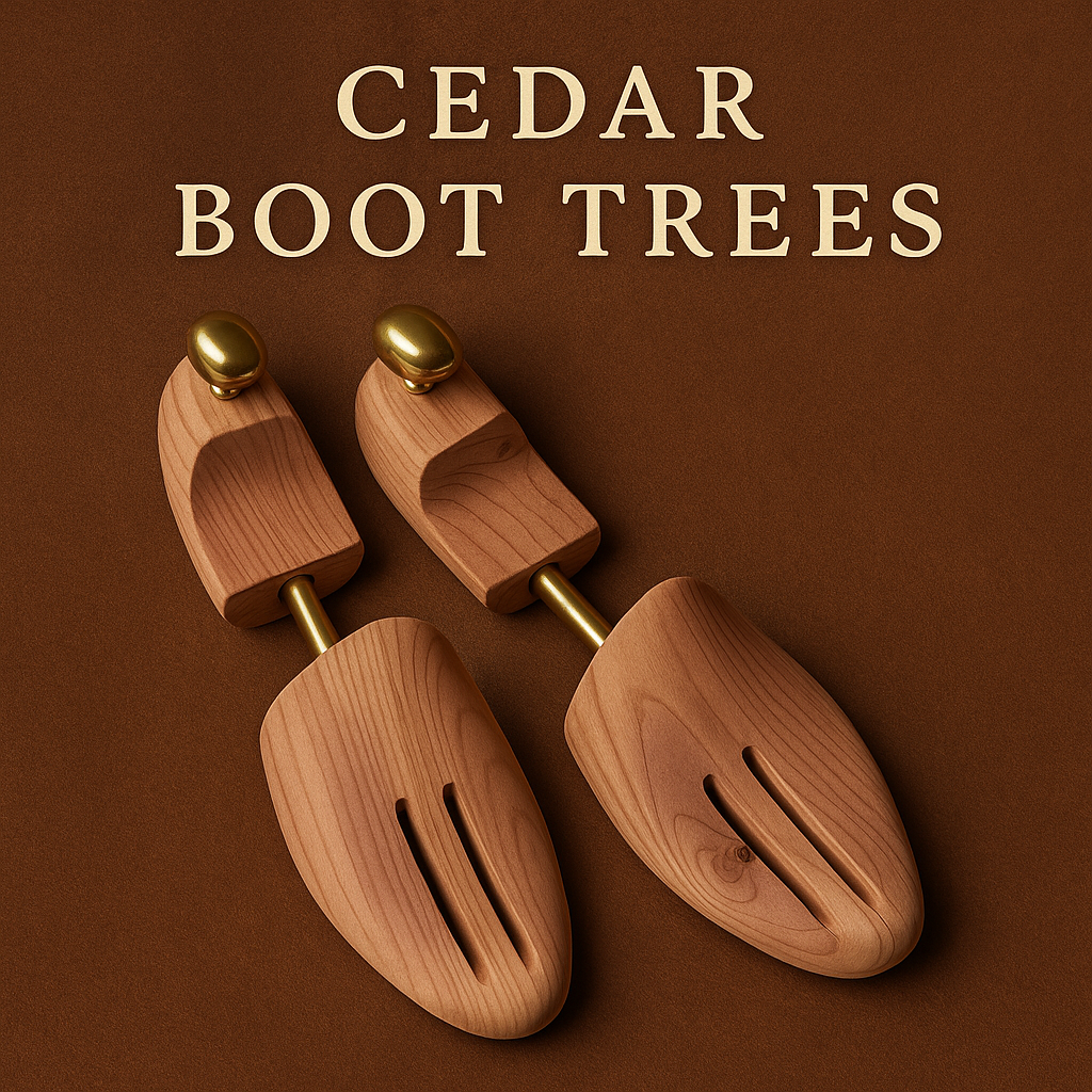 Image of cedar boot trees inside boots